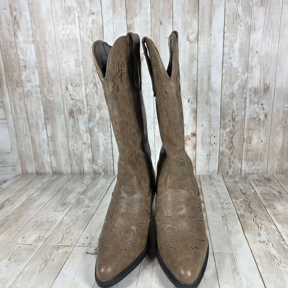 Roper Womens Brown Faux Leather Western Cowboy Boots Size‎ 6.5 Embroidered - Picture 4 of 8